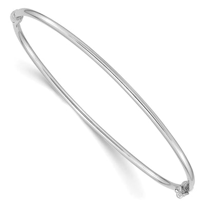14k White Gold Polished Hinged Oval Bangle Bracelet