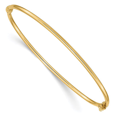 14K Polished Hinged Oval Bangle Bracelet