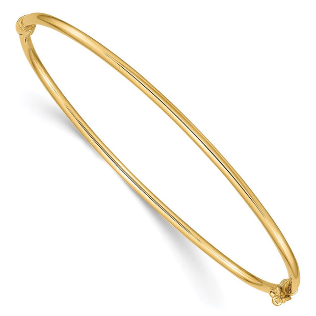 14K Polished Hinged Oval Bangle Bracelet