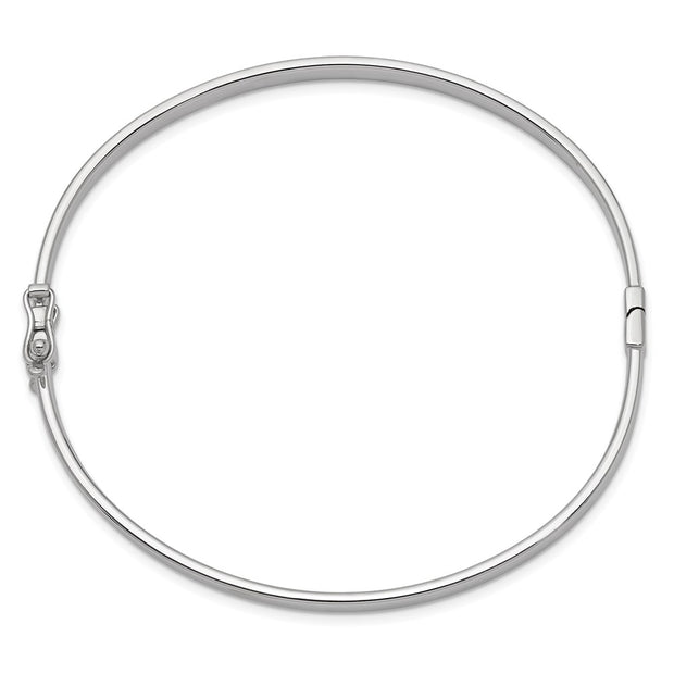 14k White Gold Polished Hinged Oval Bangle Bracelet