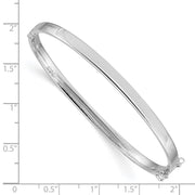 14k White Gold Polished Hinged Oval Bangle Bracelet