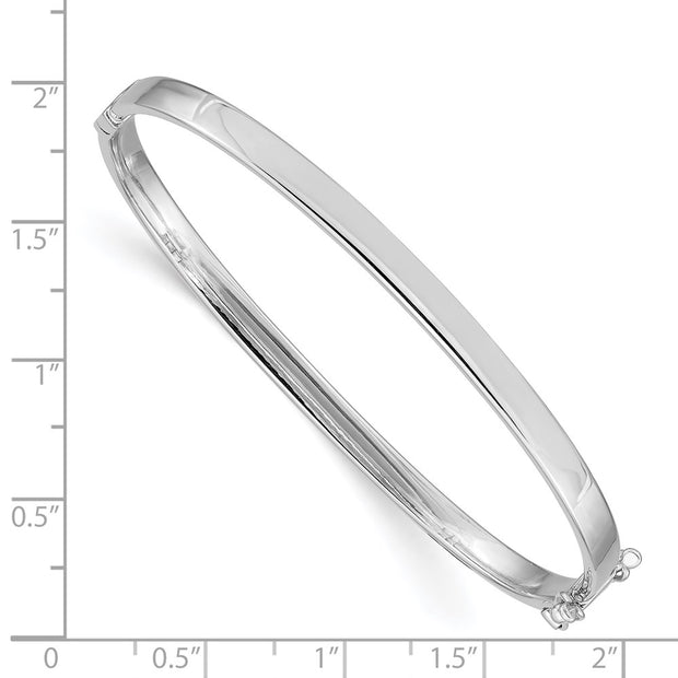 14k White Gold Polished Hinged Oval Bangle Bracelet