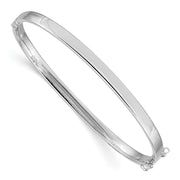 14k White Gold Polished Hinged Oval Bangle Bracelet