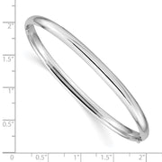 14k White Gold High Polished Hinged Oval Bangle Bracelet