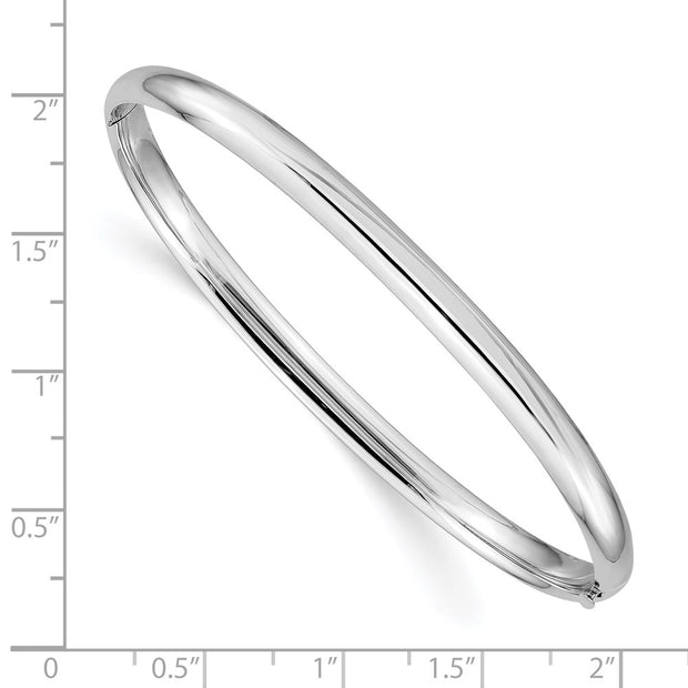 14k White Gold High Polished Hinged Oval Bangle Bracelet