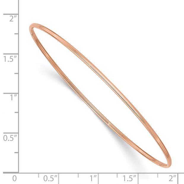 14k Rose Gold Polished Slip-on Round Bangle Bracelet