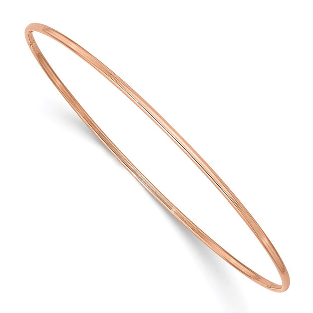 14k Rose Gold Polished Slip-on Round Bangle Bracelet