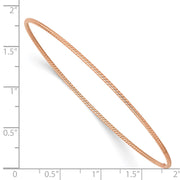14k Rose Gold Polished Textured Twist Slip-on Round Bangle Bracelet