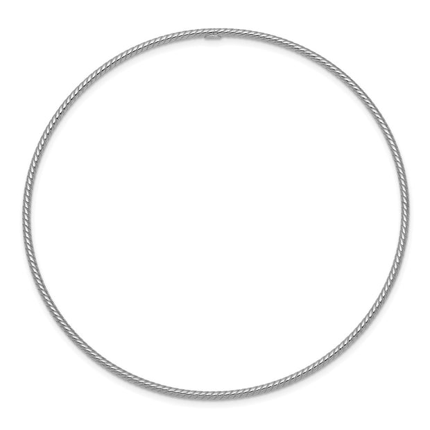 14k White Gold Polished Textured Twist Slip-on Round Bangle Bracelet
