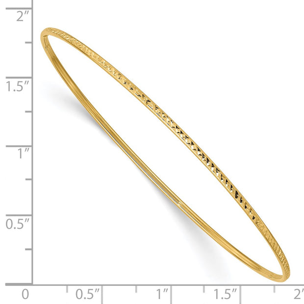 14k Polished Diamond-Cut Slip-on Round Bangle Bracelet