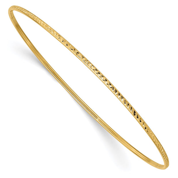 14k Polished Diamond-Cut Slip-on Round Bangle Bracelet