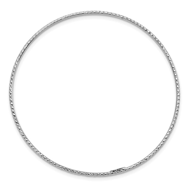 14k White Gold Polished Diamond-Cut Slip-on Round Bangle Bracelet