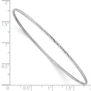 14k White Gold Polished Diamond-Cut Slip-on Round Bangle Bracelet