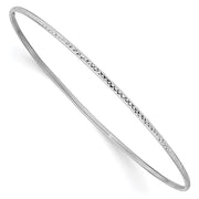 14k White Gold Polished Diamond-Cut Slip-on Round Bangle Bracelet