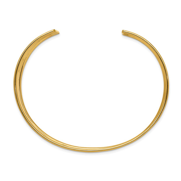 14k Hammered Polished Cuff Bangle Bracelet