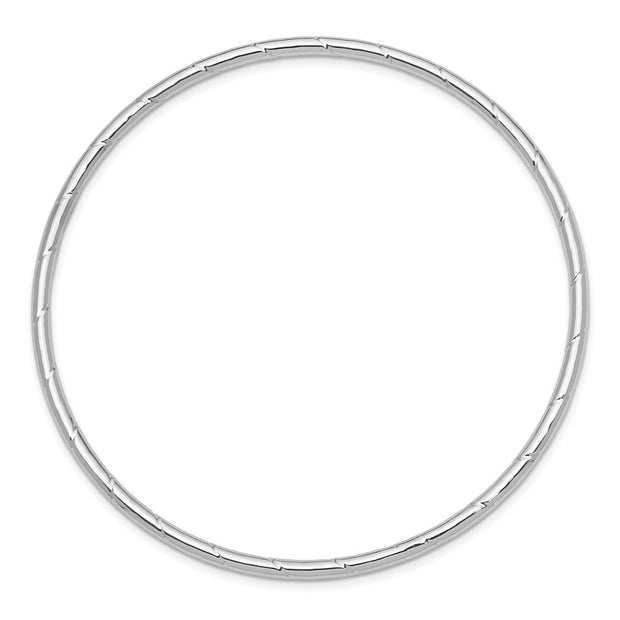 14k White Gold Polished Grooved Slip-on Round Bangle Bracelet