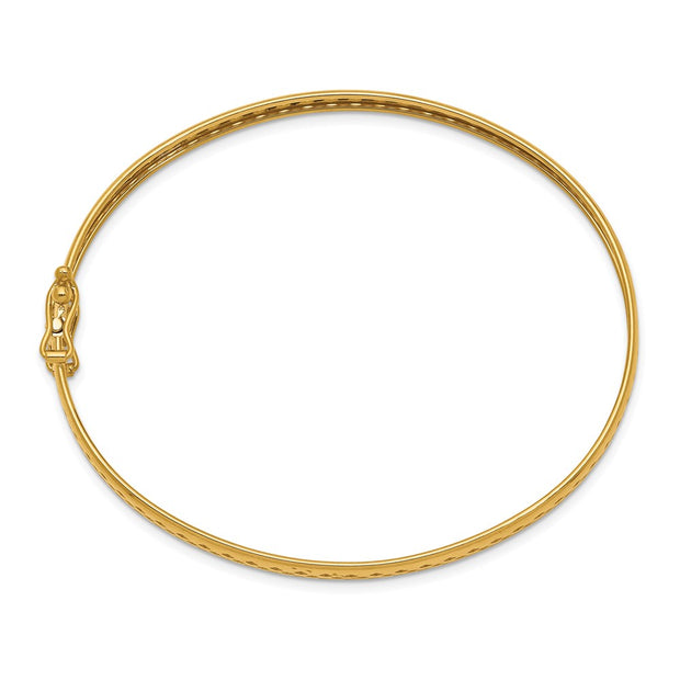 14k Polished Cut-out Lattice Design with Safety Clasp Flexible Oval Bangle Bracelet