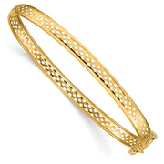 14k Polished Cut-out Lattice Design with Safety Clasp Flexible Oval Bangle Bracelet