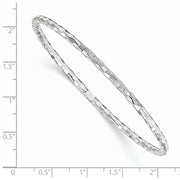 14k White Gold Polished Textured Slip-on Round Bangle Bracelet