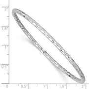 14k White Gold Polished Textured Slip-on Round Bangle Bracelet