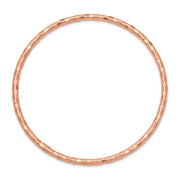 14K Rose Gold Polished Textured Slip-on Round Bangle Bracelet