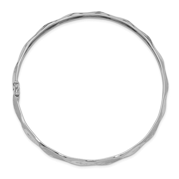 14k White Gold Polished Twisted Flexible Round Bangle Bracelet