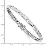 14k White Gold Polished Twisted Flexible Round Bangle Bracelet