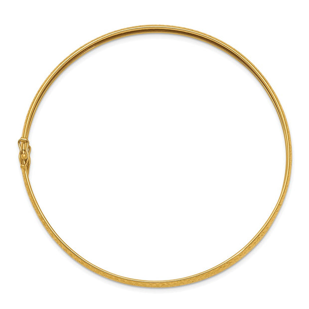 14K Polished Diamond-cut Flexible Round Bangle Bracelet