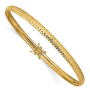 14K Polished Diamond-cut Flexible Round Bangle Bracelet