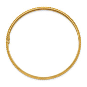 14k Polished Textured Flexible Round Bangle Bracelet