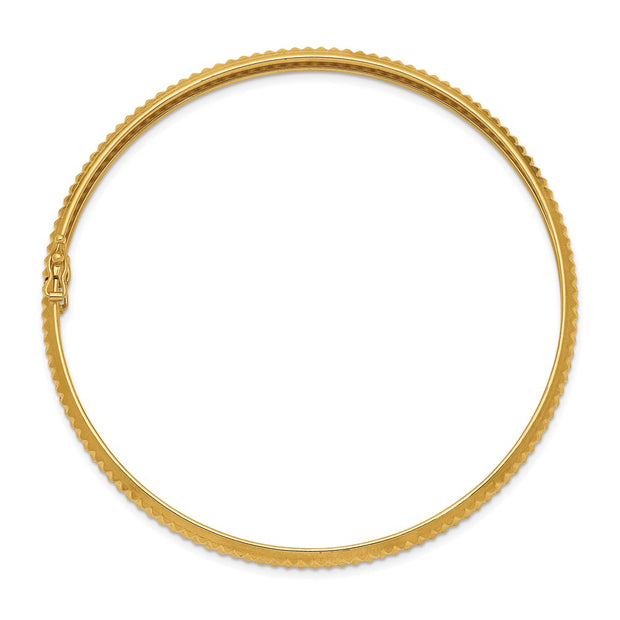 14k Polished Textured Flexible Round Bangle Bracelet