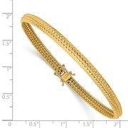 14k Polished Textured Flexible Round Bangle Bracelet