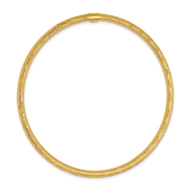 14k Polished Diamond-Cut Slip-on Round Bangle Bracelet