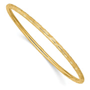 14k Polished Diamond-Cut Slip-on Round Bangle Bracelet