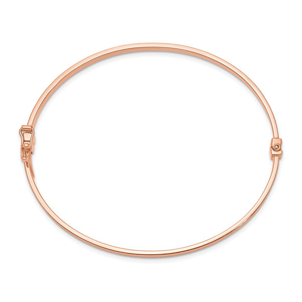 14k Rose Gold Polished Hinged Oval Bangle Bracelet
