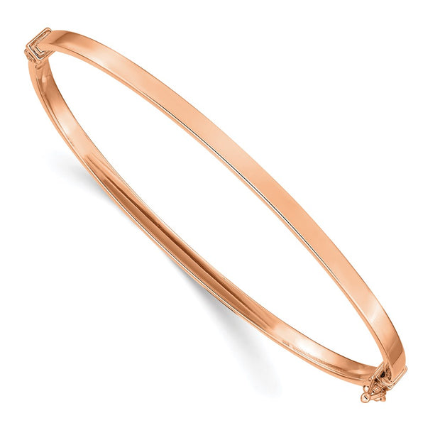 14k Rose Gold Polished Hinged Oval Bangle Bracelet
