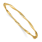 14k Polished Twisted Hinged Oval Bangle Bracelet