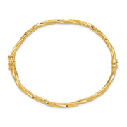 14k Polished Twisted Hinged Oval Bangle Bracelet