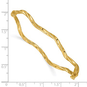 14k Polished Twisted Hinged Oval Bangle Bracelet