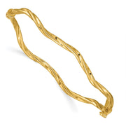 14k Polished Twisted Hinged Oval Bangle Bracelet
