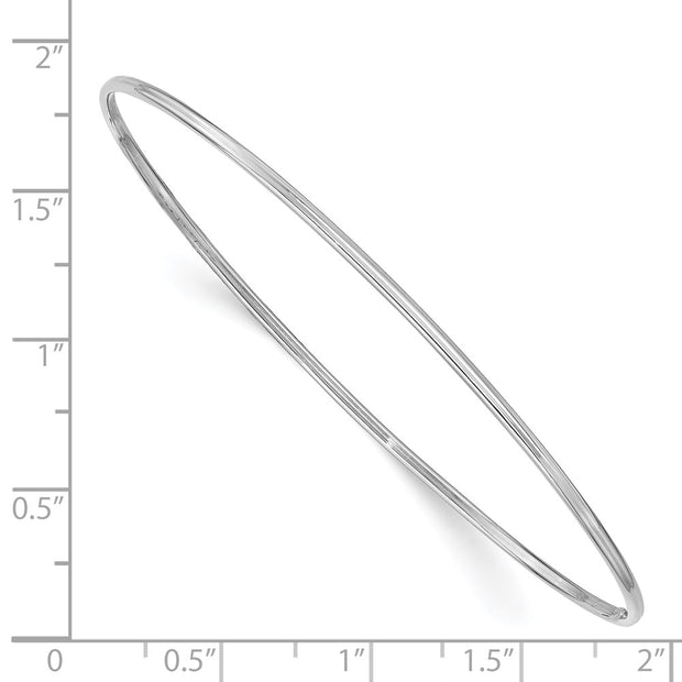 14k White Gold Polished Slip-on Round Bangle Bracelet