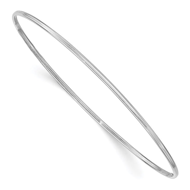 14k White Gold Polished Slip-on Round Bangle Bracelet