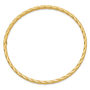 14K Polished Textured Twist Slip-on Round Bangle Bracelet