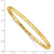 14K Polished Textured Twist Slip-on Round Bangle Bracelet