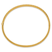 14k 3/16 Polished Textured Hinged Oval Bangle Bracelet