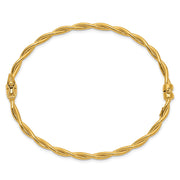 14K Polished and Twisted Hinged Oval Bangle Bracelet