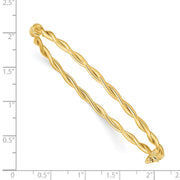 14K Polished and Twisted Hinged Oval Bangle Bracelet
