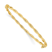 14K Polished and Twisted Hinged Oval Bangle Bracelet