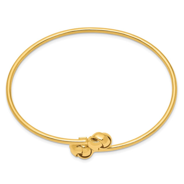 14K Polished Love Knot Flexible Oval Bangle Bracelet