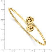 14K Polished Love Knot Flexible Oval Bangle Bracelet